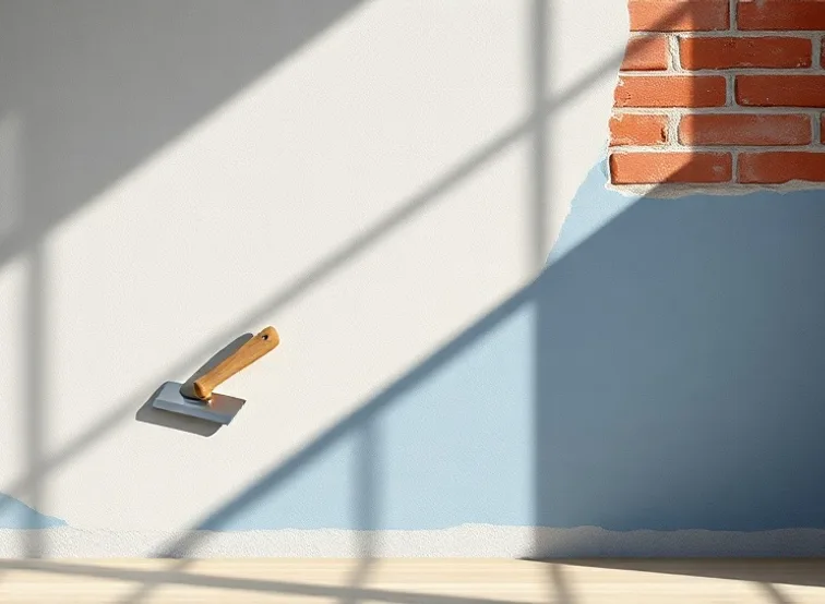 Application d'un enduit décoratif à la lisseuse sur un mur