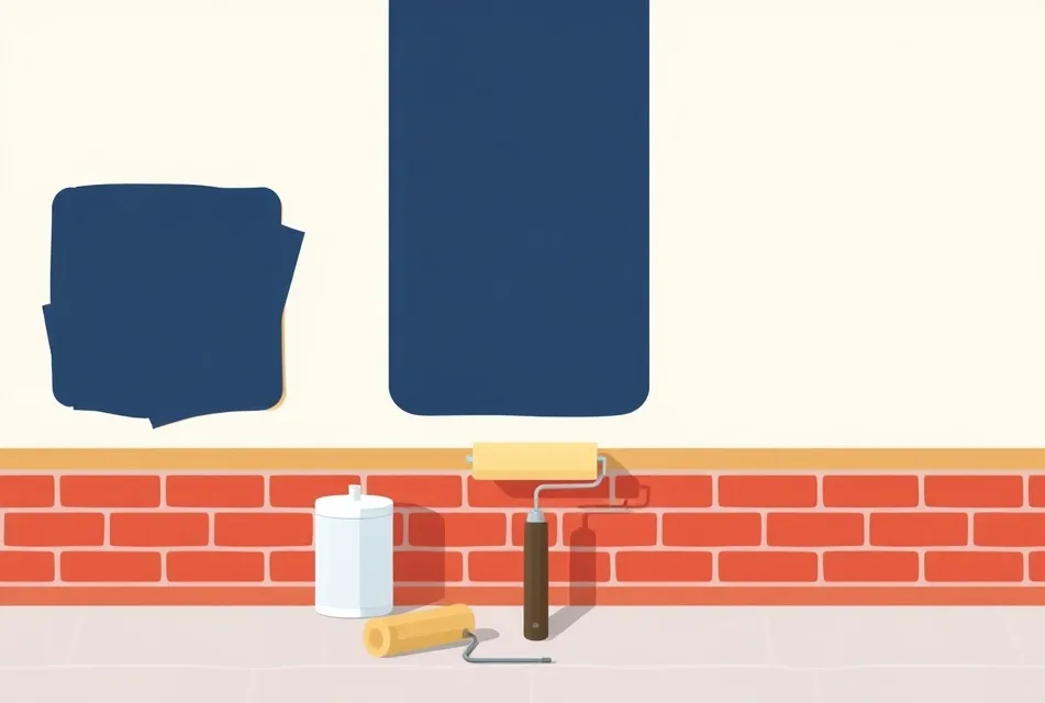 Outils de peinture disposés dans l'ordre des étapes du chantier
